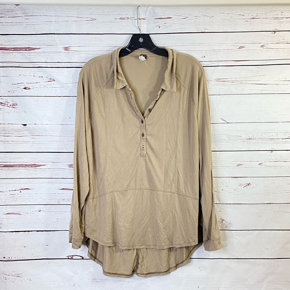 Free People Rose High Low Blouse Gold - Picture 3 of 8